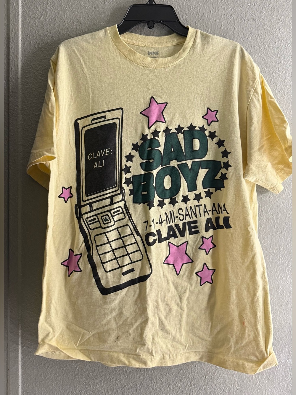 Junior H, Sad Boyz Graphic Tee - Yellow with Pink Stars